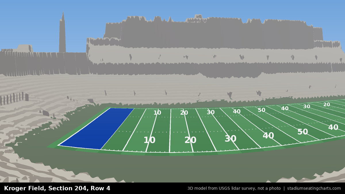 View from Kroger Field Section 204, Row 4, looking toward the field