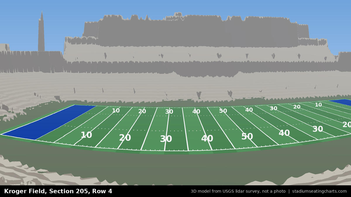 View from Kroger Field Section 205, Row 4, looking toward the field