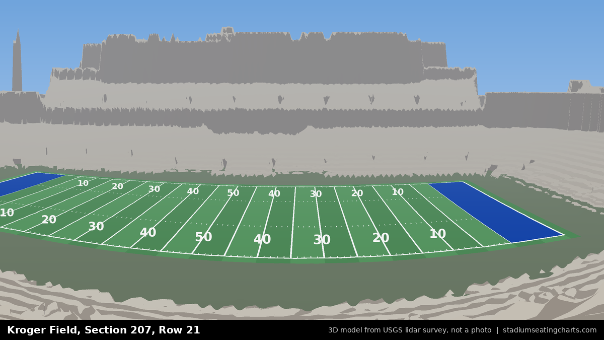 View from Kroger Field Section 207, Row 21, looking toward the field