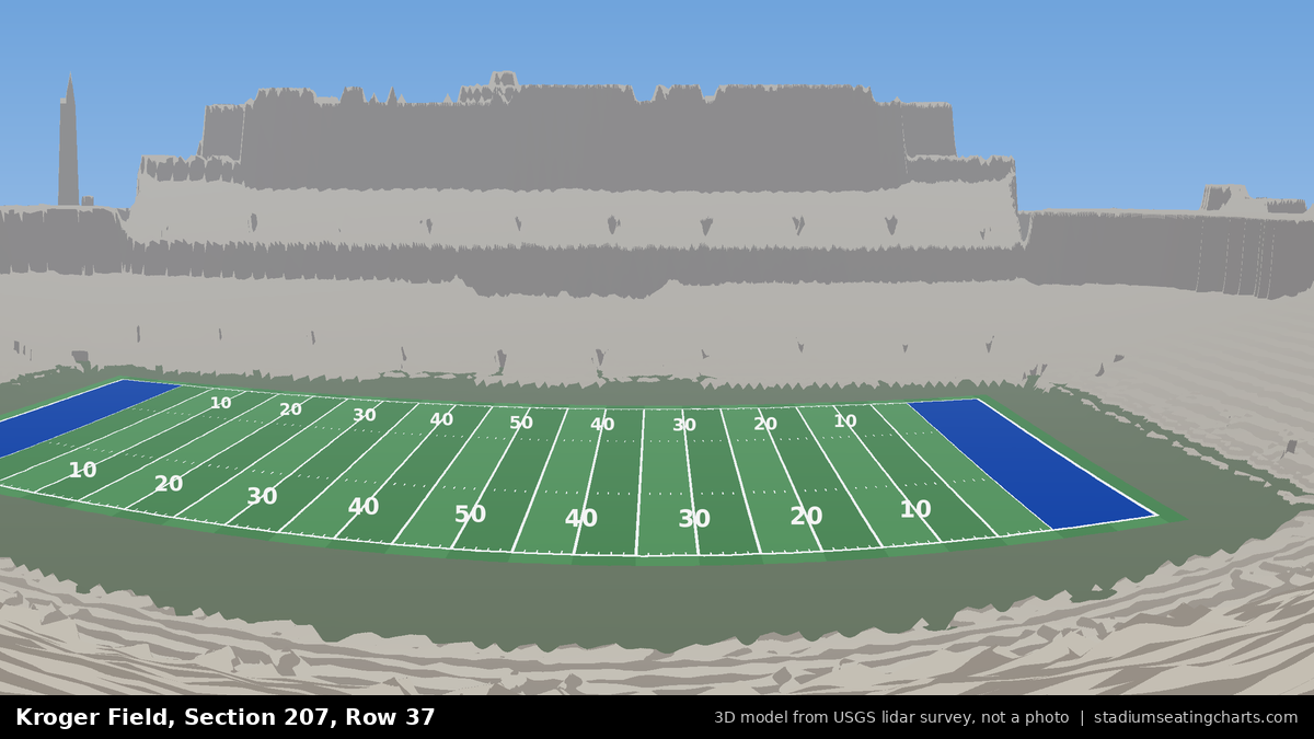 View from Kroger Field Section 207, Row 37, looking toward the field