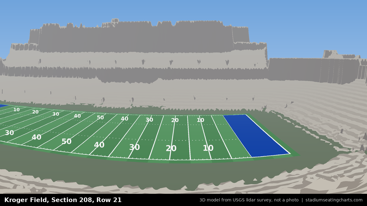 View from Kroger Field Section 208, Row 21, looking toward the field