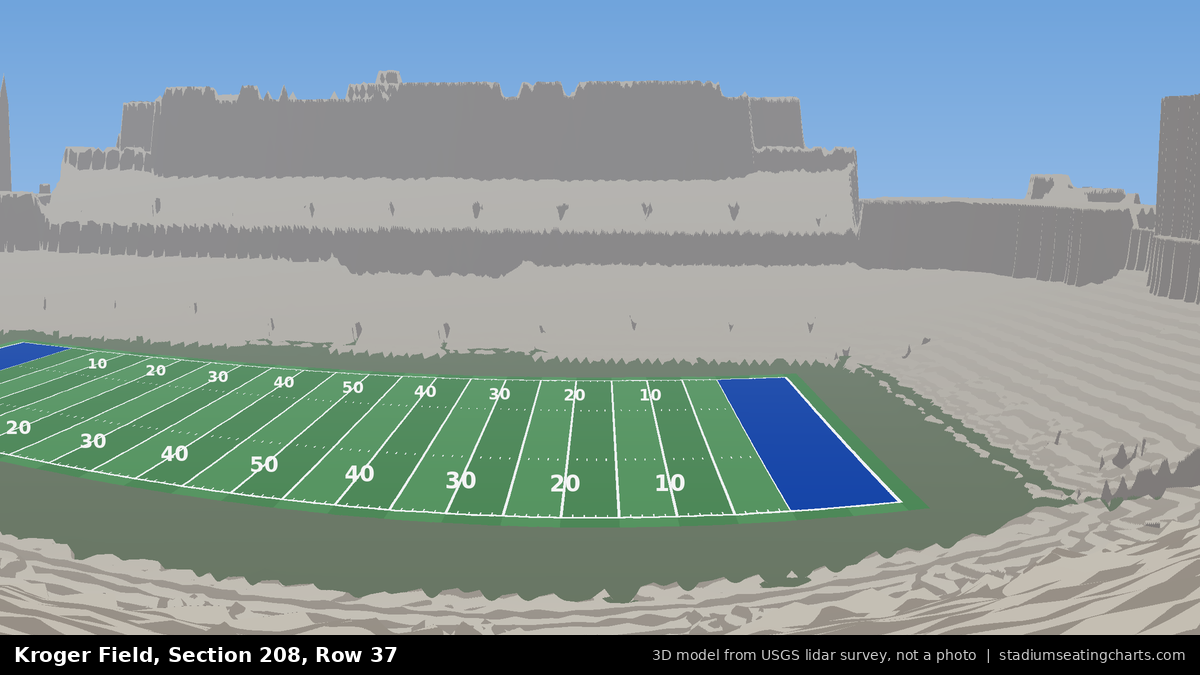 View from Kroger Field Section 208, Row 37, looking toward the field
