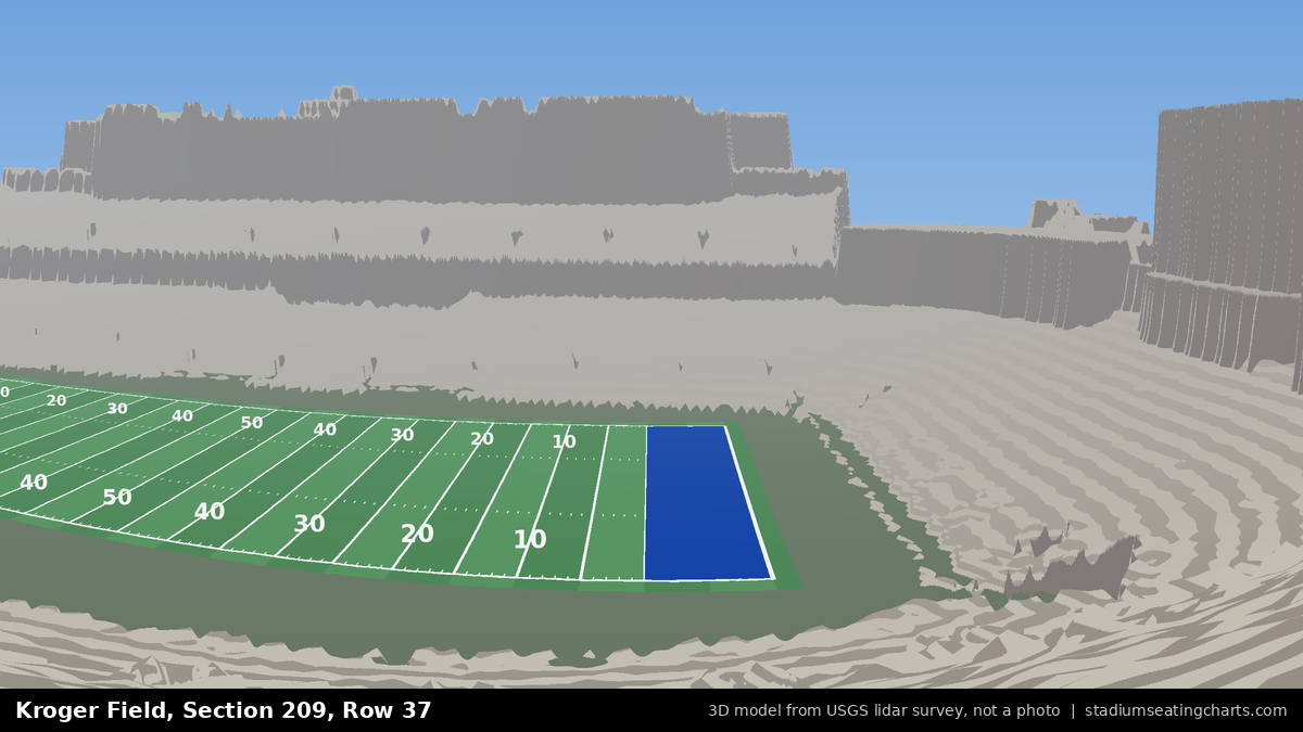 View from Kroger Field Section 209, Row 37, looking toward the field