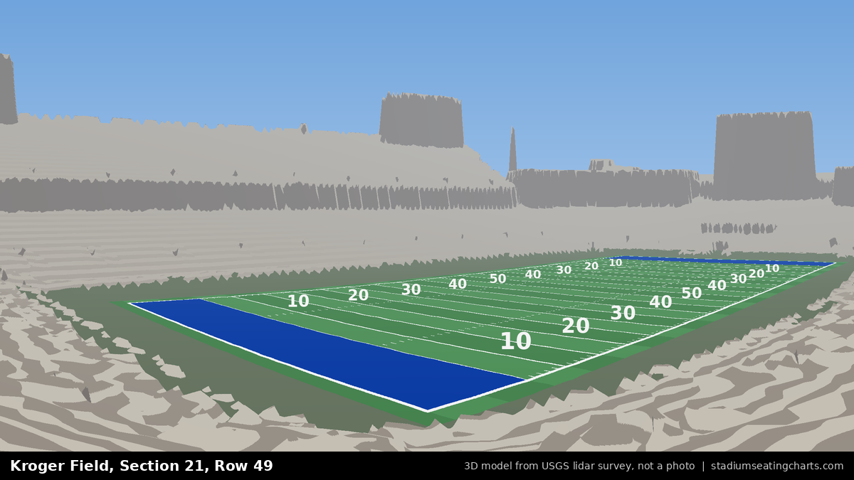 View from Kroger Field Section 21, Row 49, looking toward the field