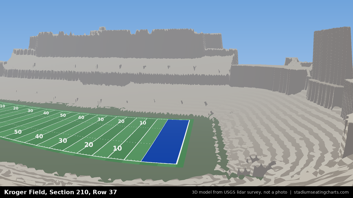 View from Kroger Field Section 210, Row 37, looking toward the field