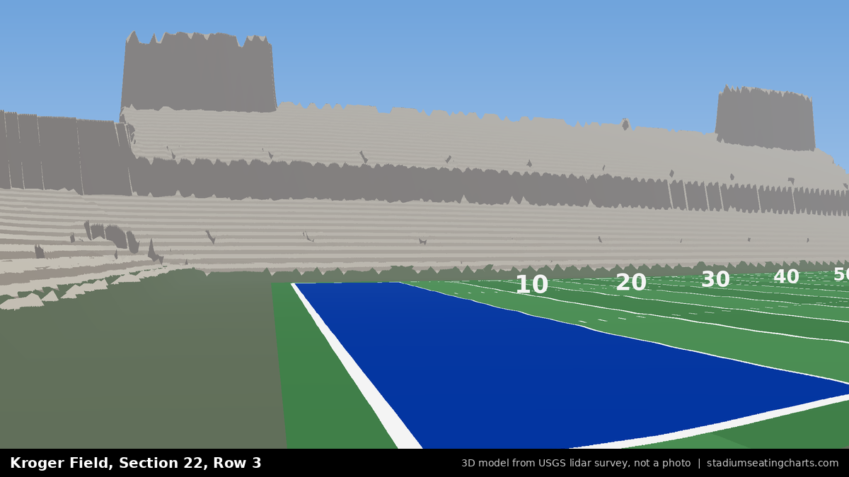 View from Kroger Field Section 22, Row 3, looking toward the field