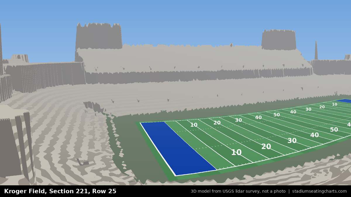 View from Kroger Field Section 221, Row 25, looking toward the field