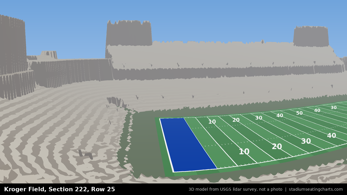 View from Kroger Field Section 222, Row 25, looking toward the field