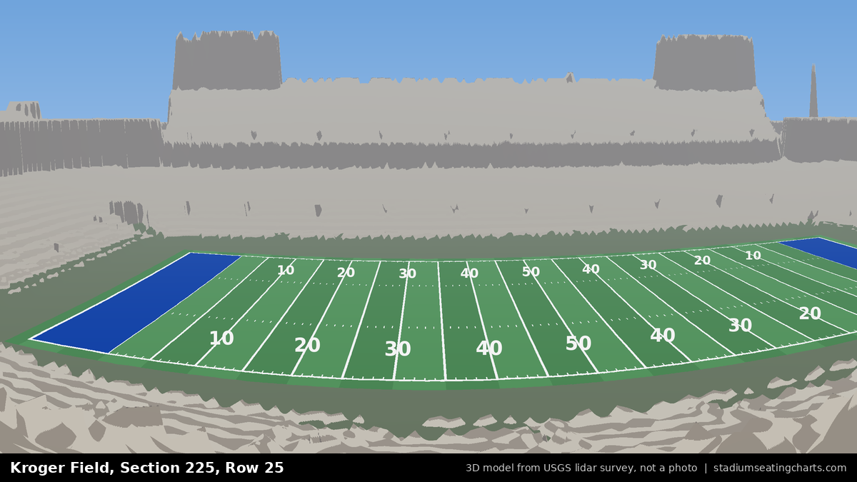 View from Kroger Field Section 225, Row 25, looking toward the field