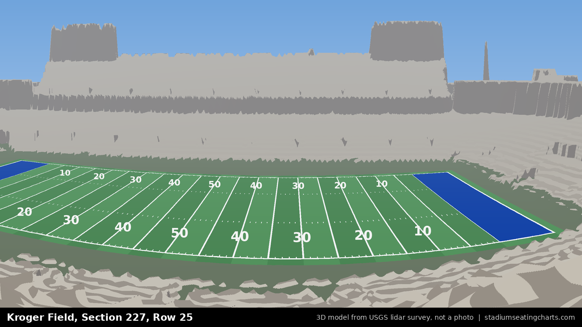 View from Kroger Field Section 227, Row 25, looking toward the field