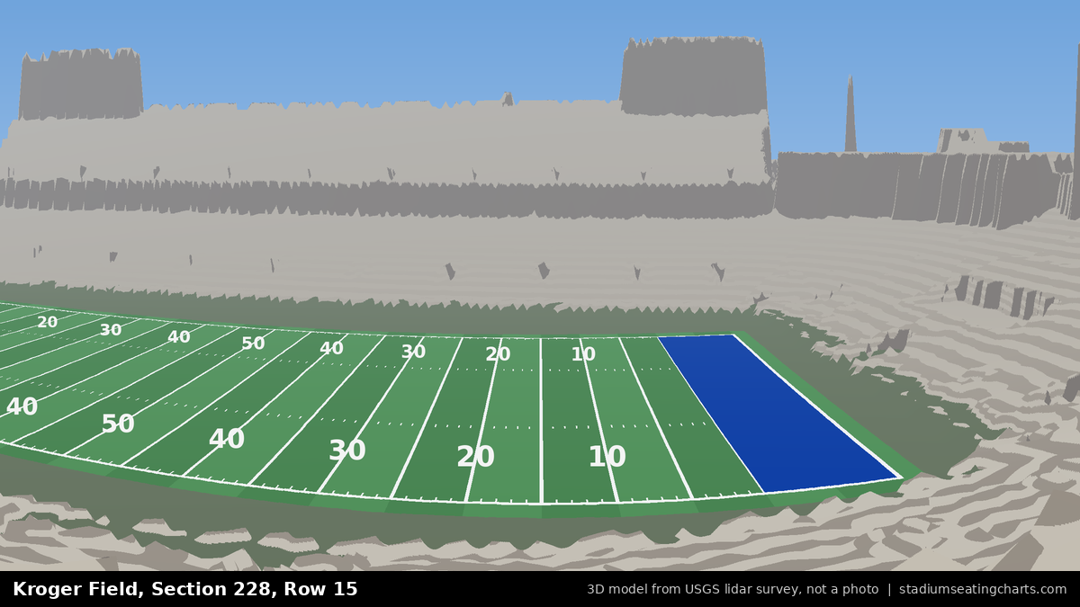 View from Kroger Field Section 228, Row 15, looking toward the field