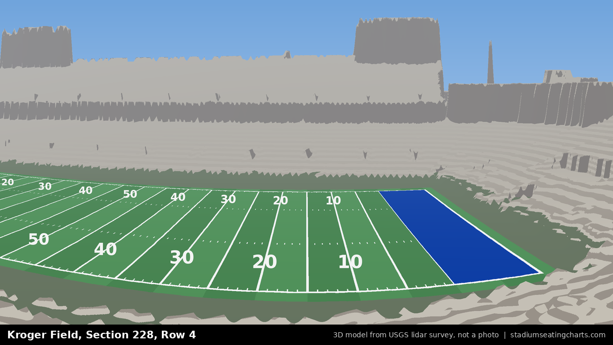 View from Kroger Field Section 228, Row 4, looking toward the field