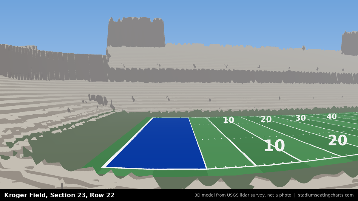 View from Kroger Field Section 23, Row 22, looking toward the field