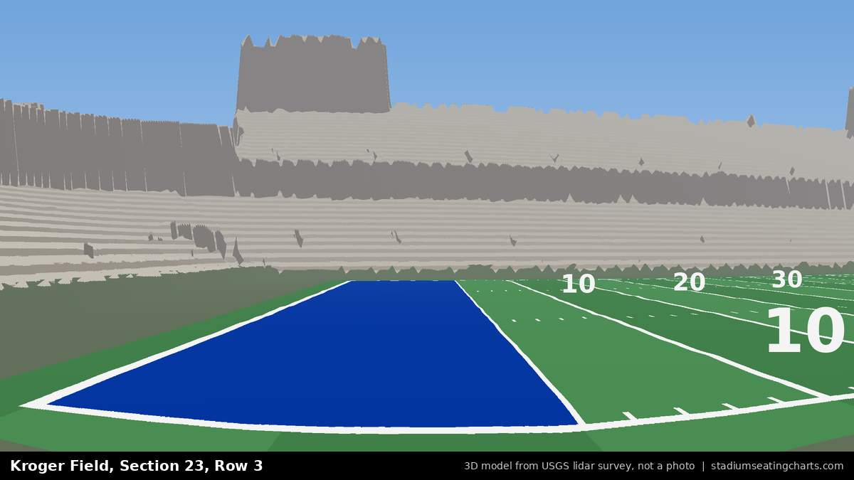 View from Kroger Field Section 23, Row 3, looking toward the field