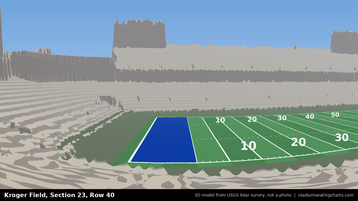 View from Kroger Field Section 23, Row 40, looking toward the field