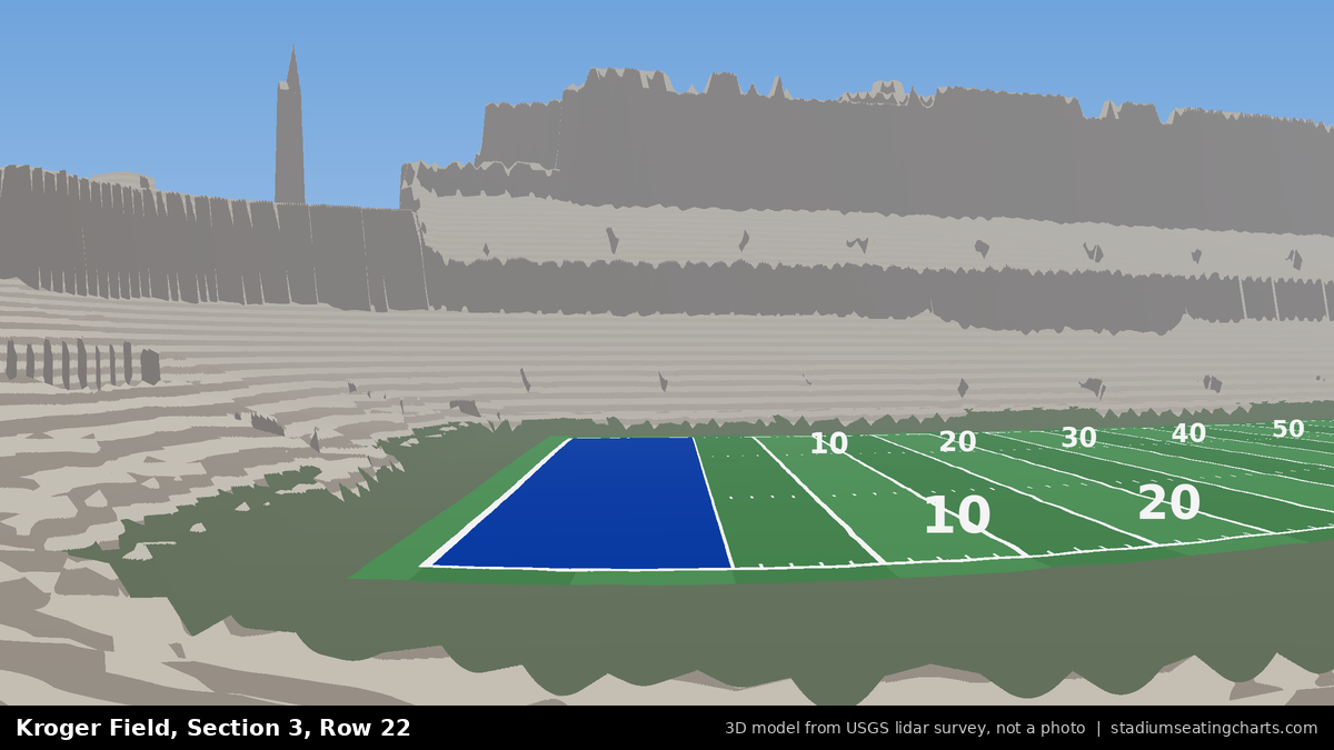 View from Kroger Field Section 3, Row 22, looking toward the field
