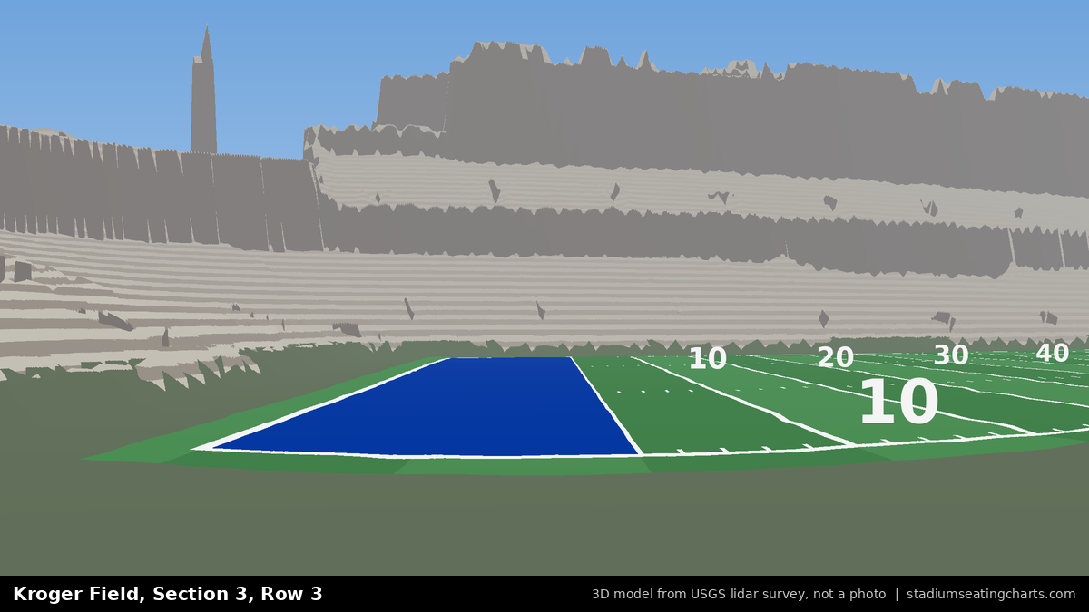 View from Kroger Field Section 3, Row 3, looking toward the field