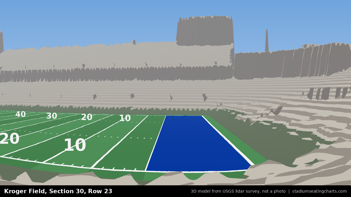 View from Kroger Field Section 30, Row 23, looking toward the field