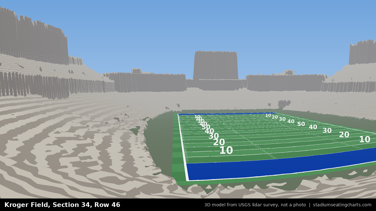 View from Kroger Field Section 34, Row 46, looking toward the field