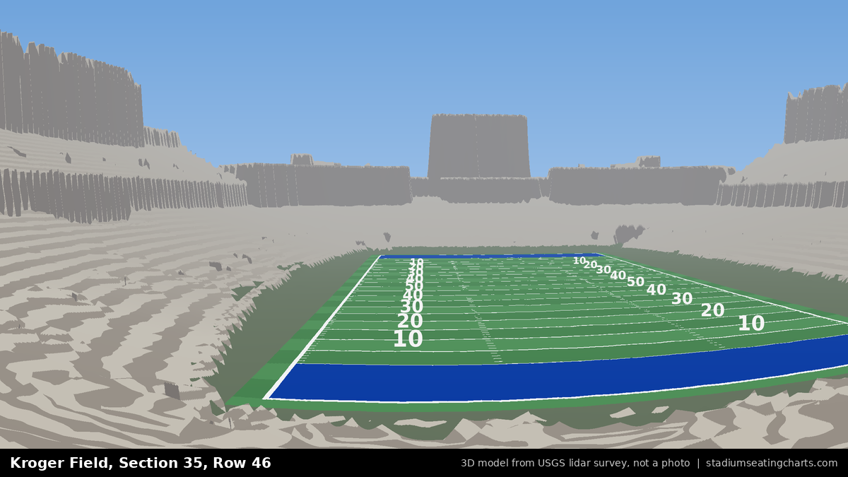 View from Kroger Field Section 35, Row 46, looking toward the field