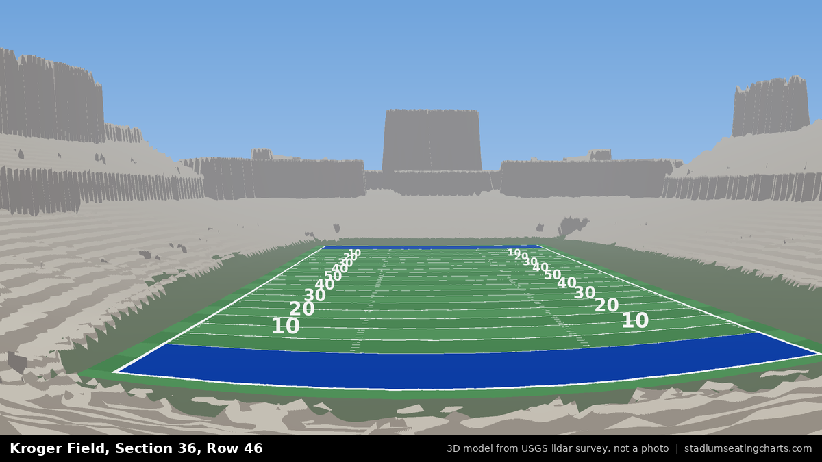 View from Kroger Field Section 36, Row 46, looking toward the field