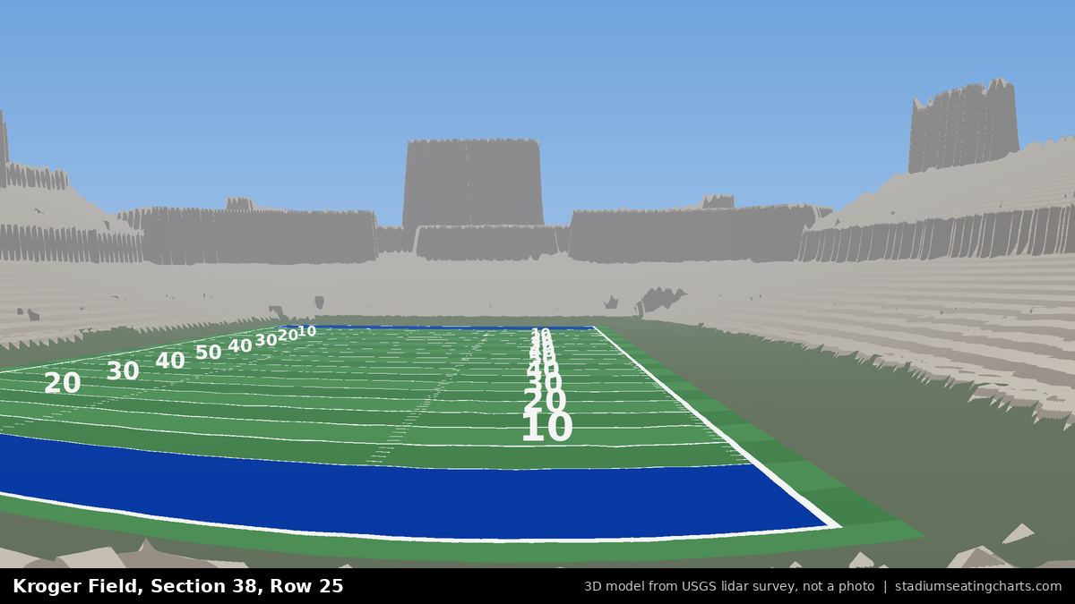 View from Kroger Field Section 38, Row 25, looking toward the field