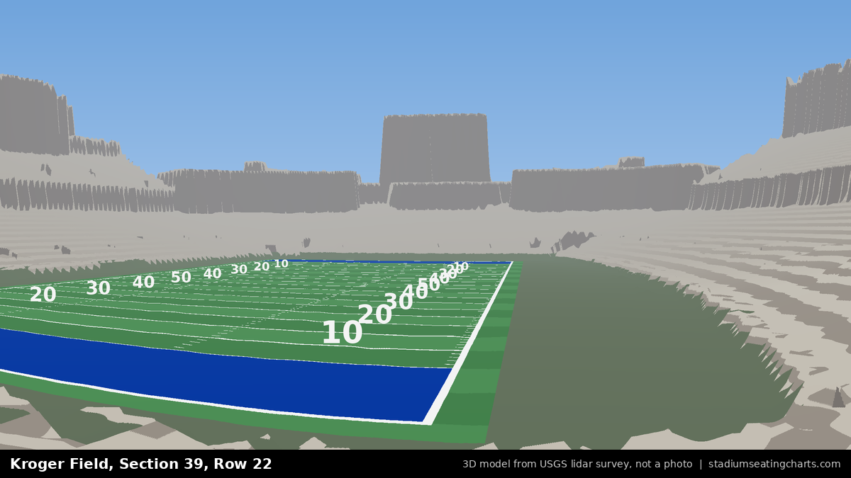 View from Kroger Field Section 39, Row 22, looking toward the field