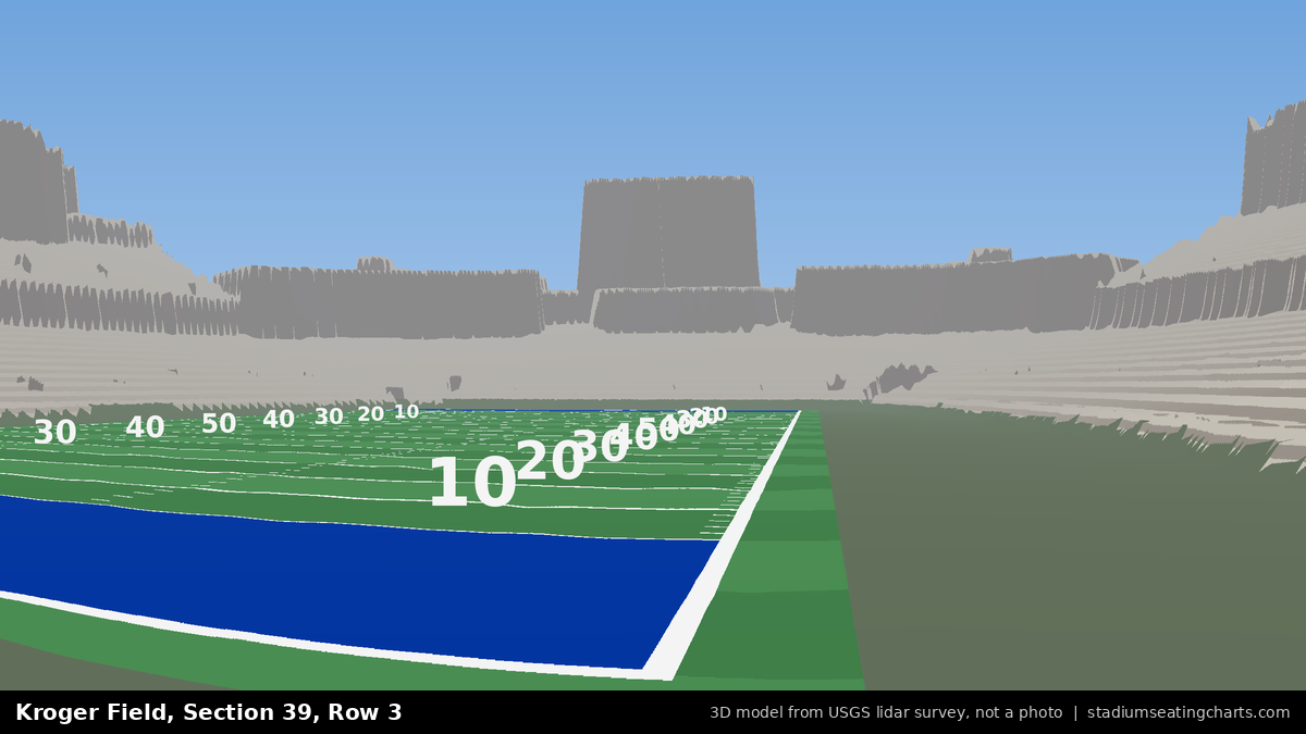 View from Kroger Field Section 39, Row 3, looking toward the field