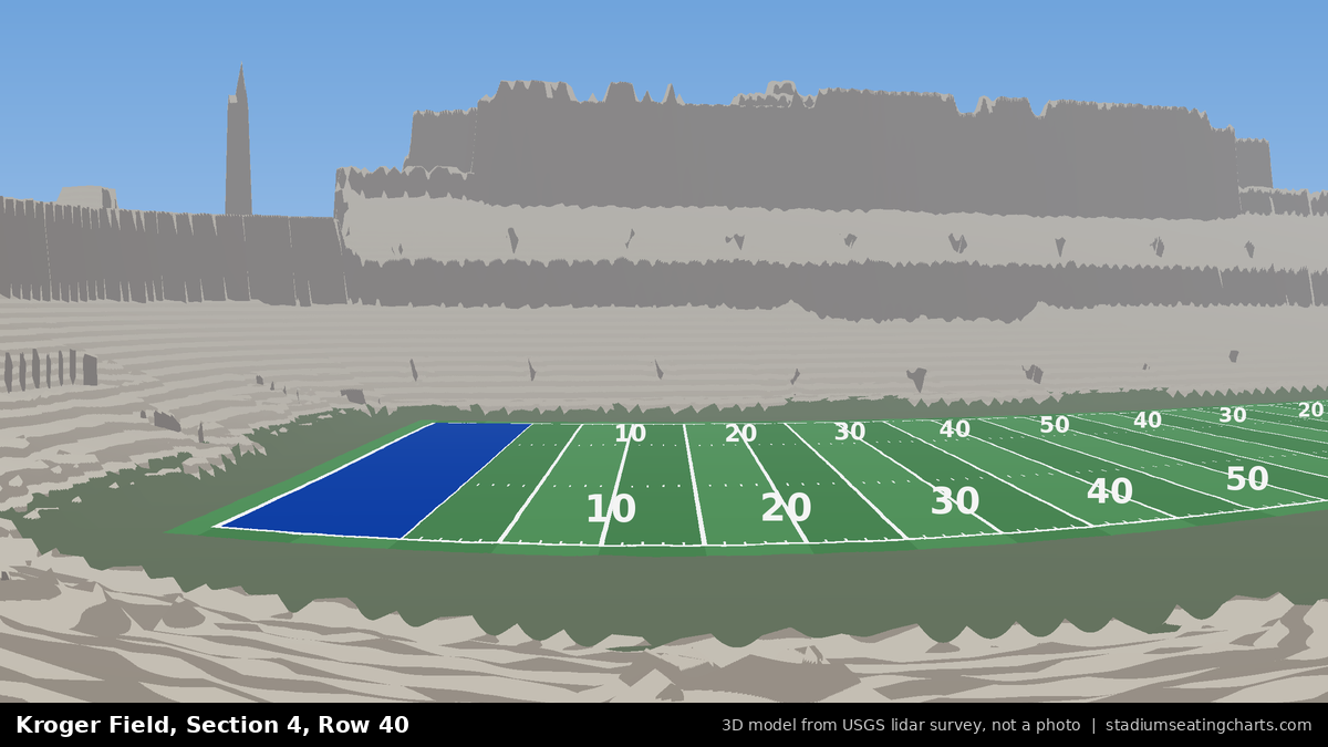 View from Kroger Field Section 4, Row 40, looking toward the field