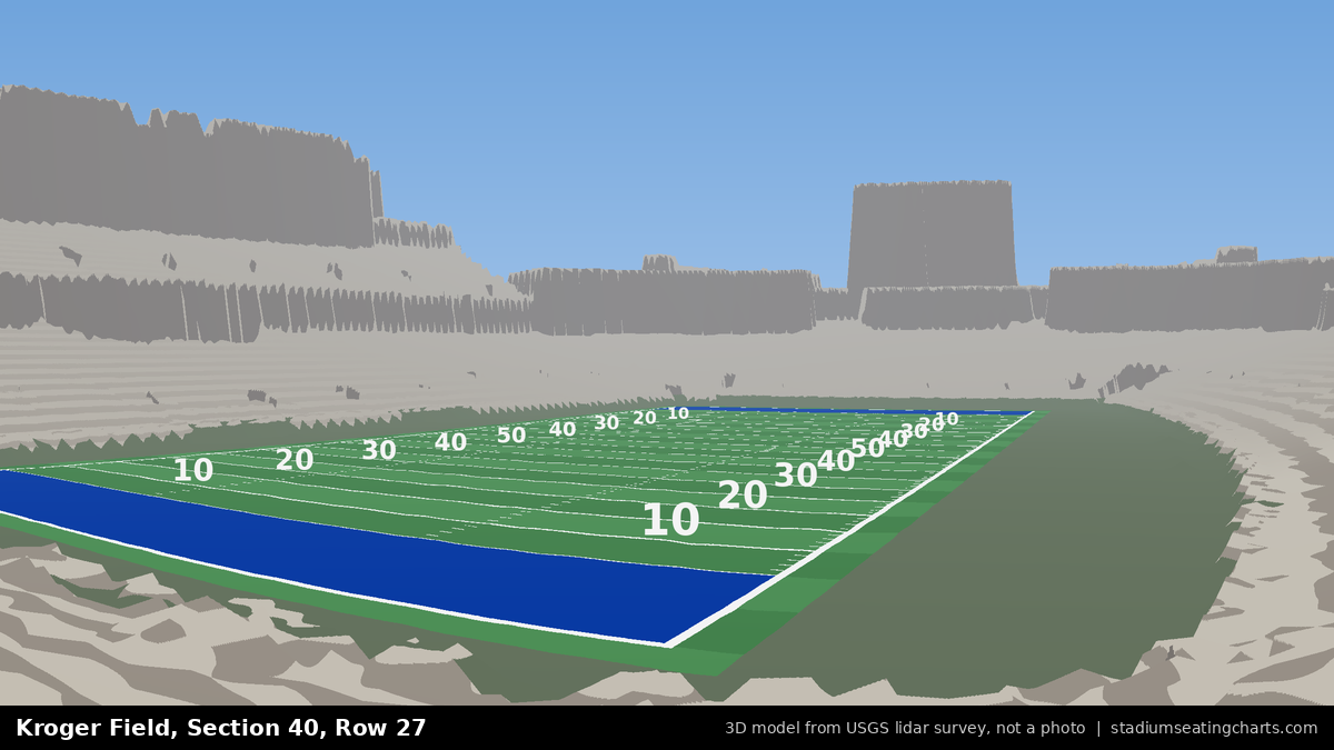 View from Kroger Field Section 40, Row 27, looking toward the field