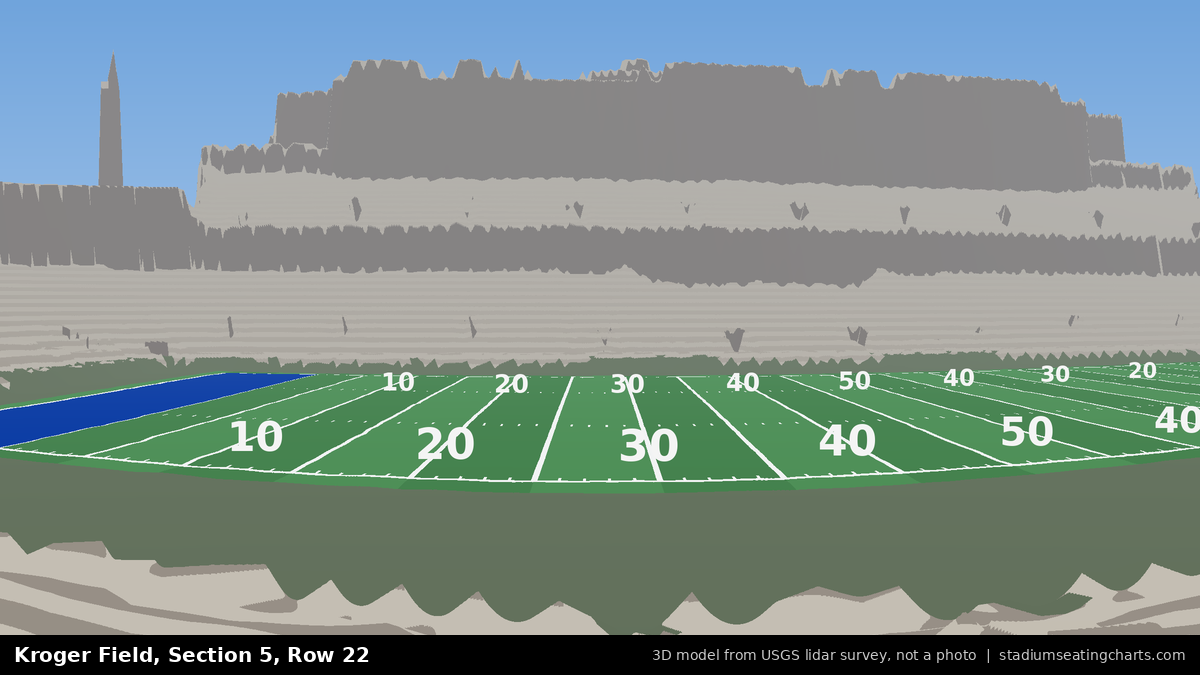 View from Kroger Field Section 5, Row 22, looking toward the field