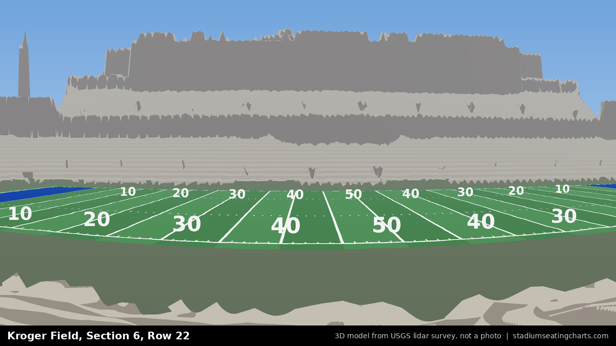 View from Kroger Field Section 6, Row 22, looking toward the field