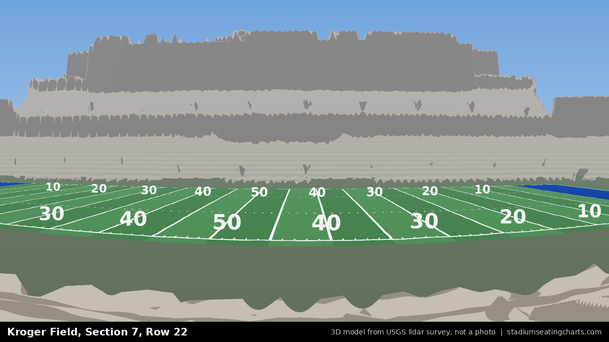 View from Kroger Field Section 7, Row 22, looking toward the field