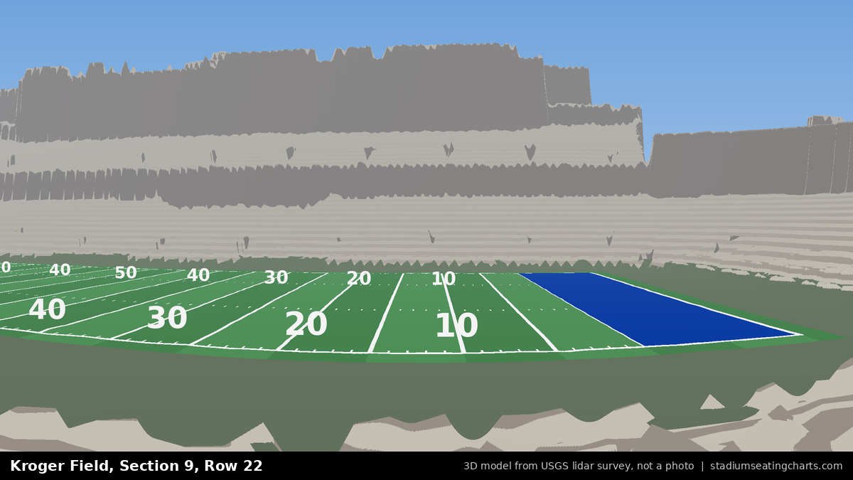 View from Kroger Field Section 9, Row 22, looking toward the field
