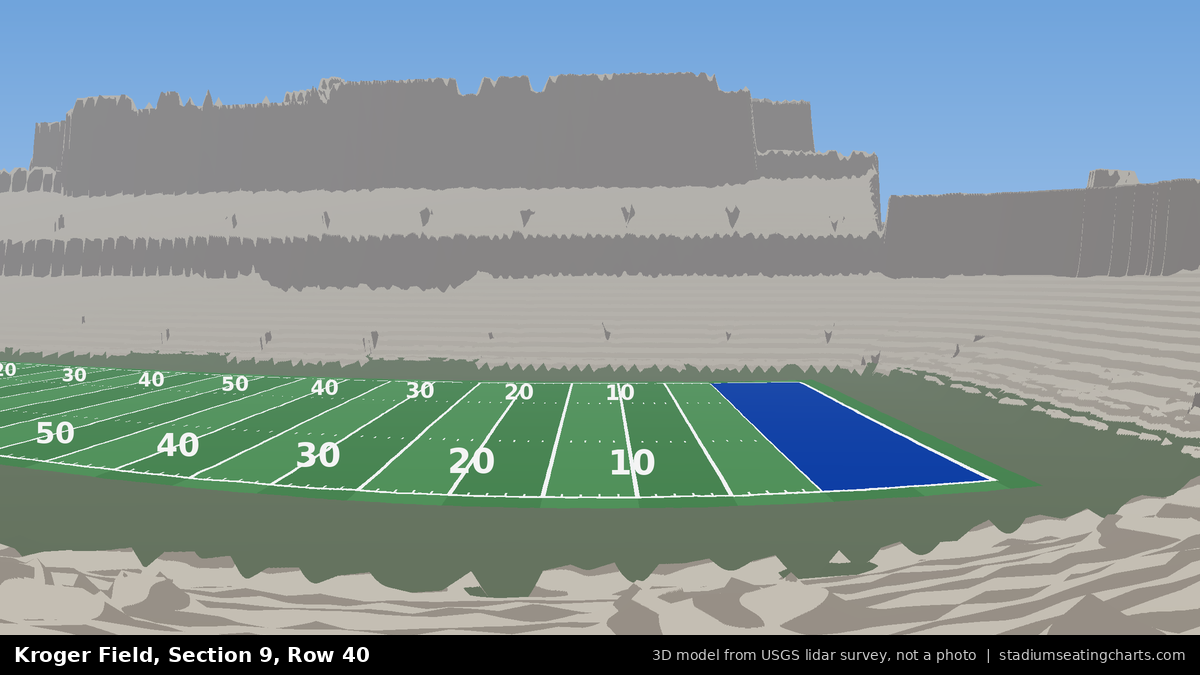 View from Kroger Field Section 9, Row 40, looking toward the field