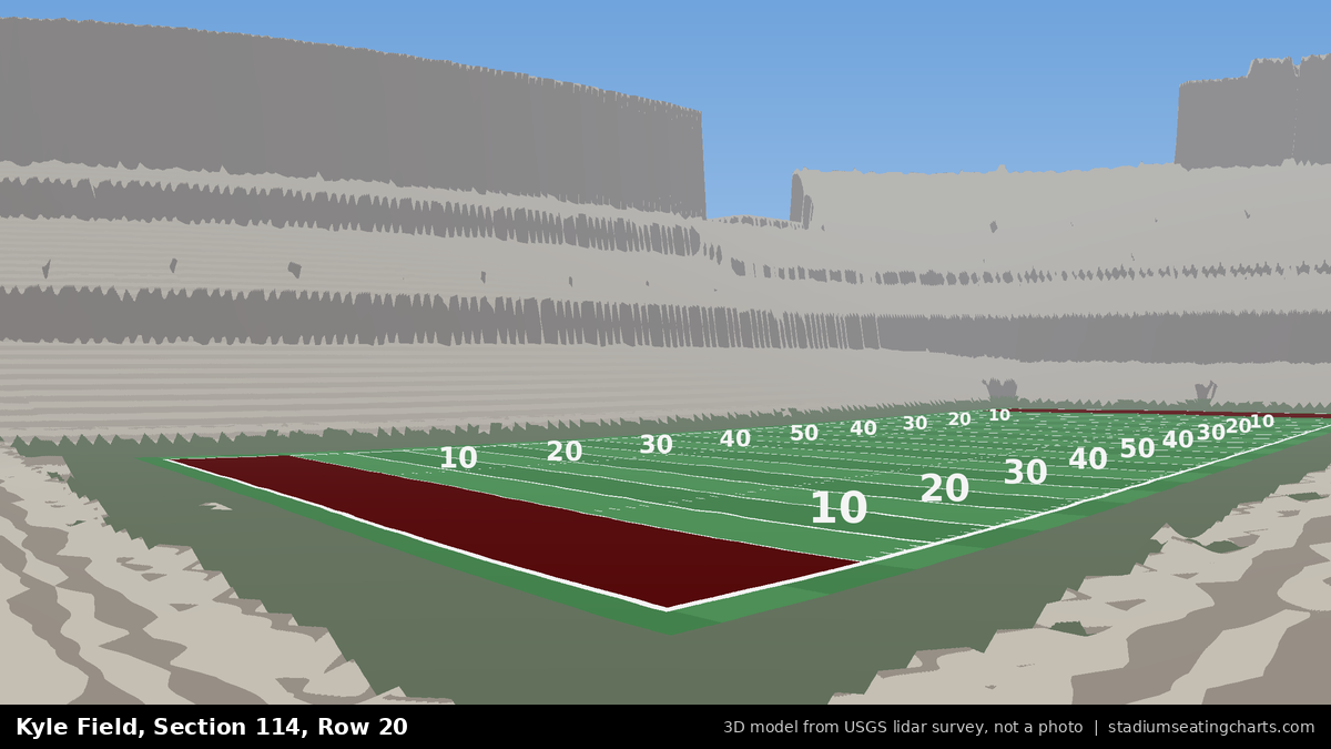 View from Kyle Field Section 114, Row 20, looking toward the field