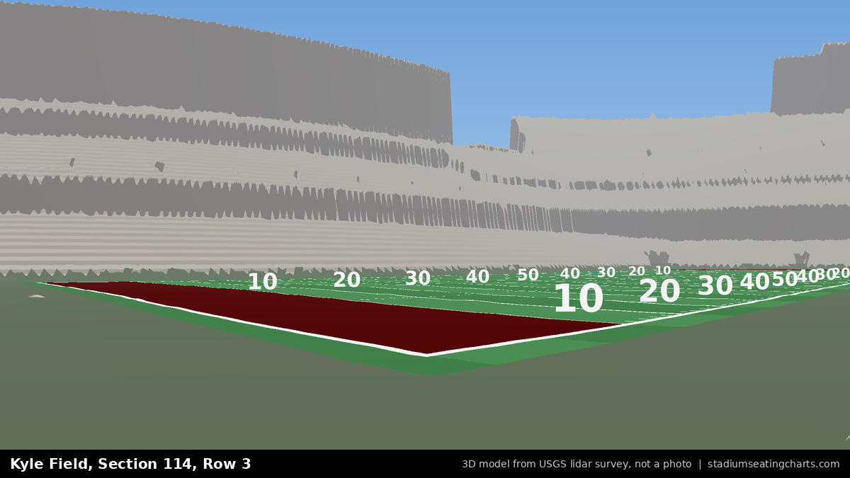 View from Kyle Field Section 114, Row 3, looking toward the field