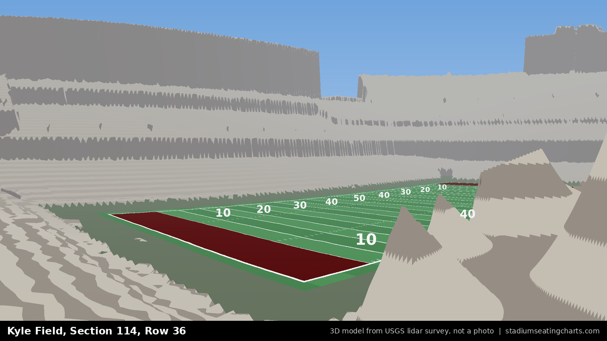 View from Kyle Field Section 114, Row 36, looking toward the field
