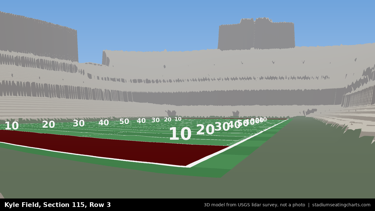 View from Kyle Field Section 115, Row 3, looking toward the field
