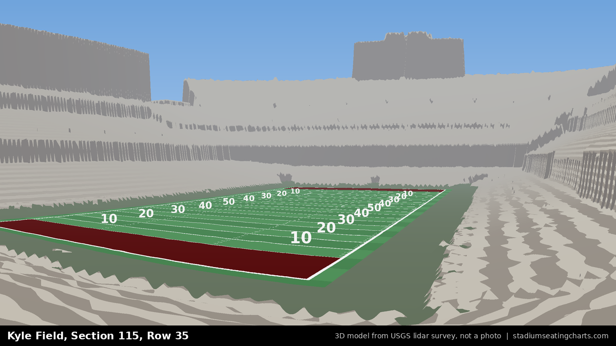 View from Kyle Field Section 115, Row 35, looking toward the field