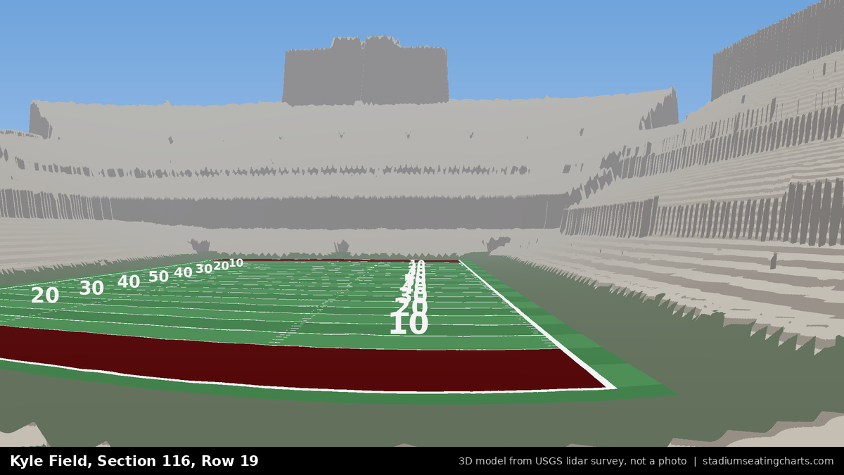 View from Kyle Field Section 116, Row 19, looking toward the field