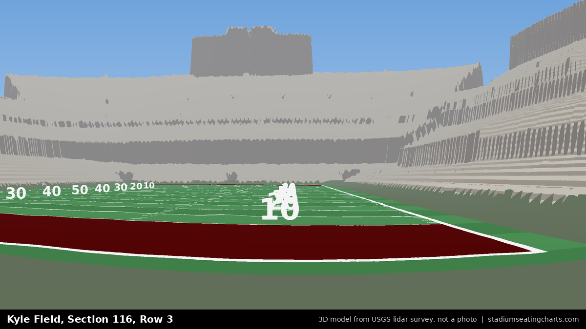 View from Kyle Field Section 116, Row 3, looking toward the field
