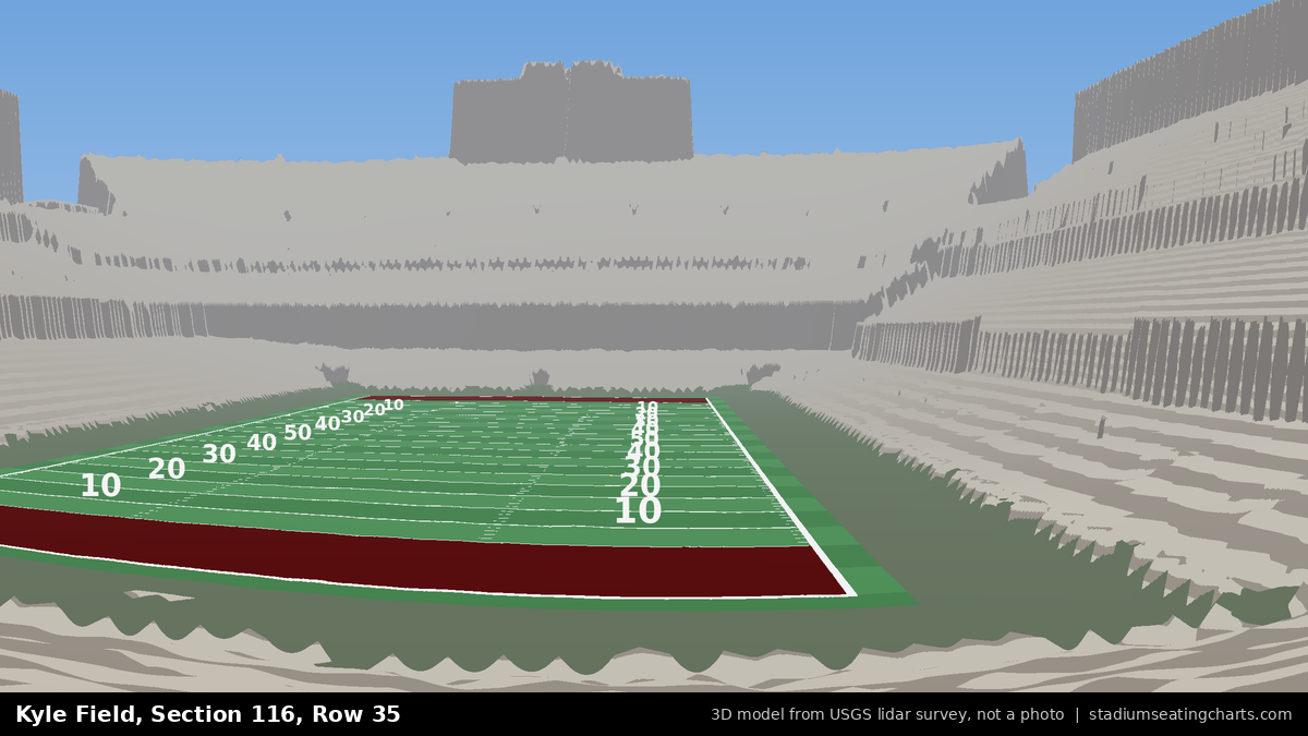 View from Kyle Field Section 116, Row 35, looking toward the field