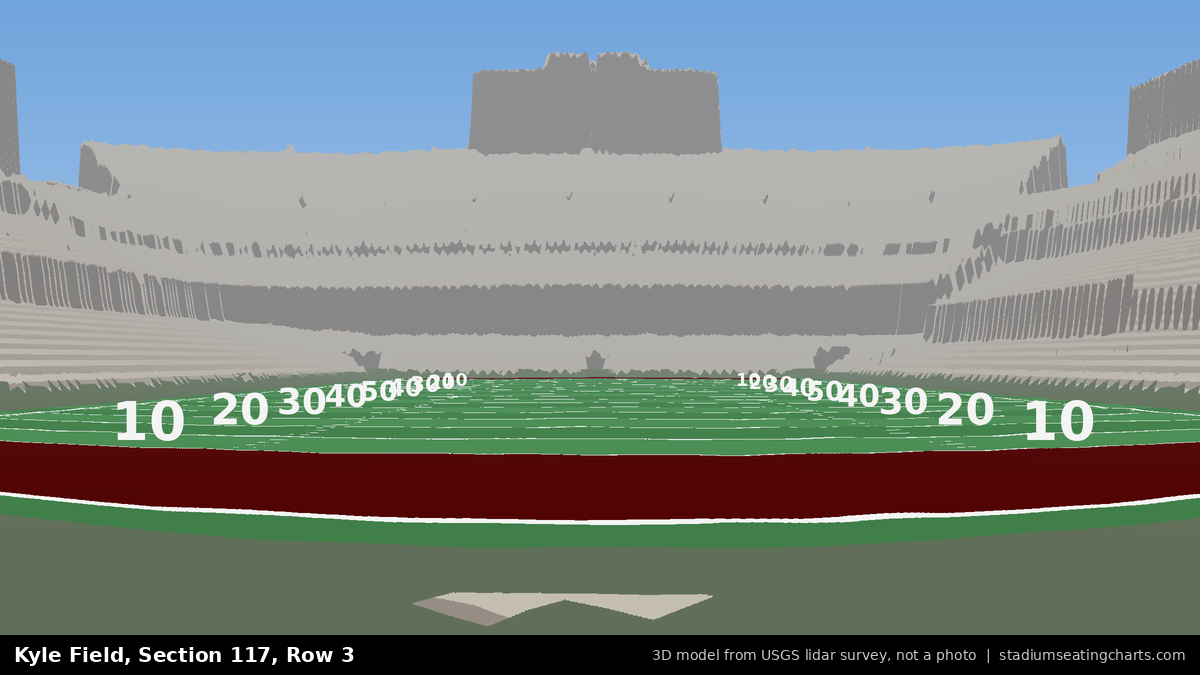 View from Kyle Field Section 117, Row 3, looking toward the field