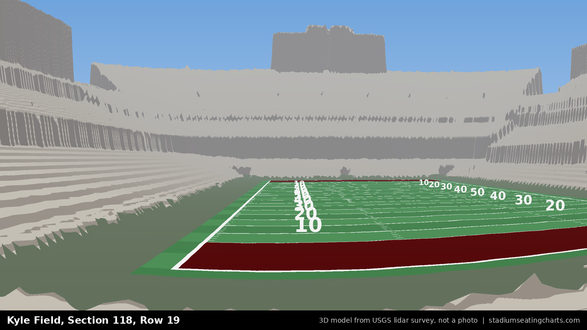 View from Kyle Field Section 118, Row 19, looking toward the field