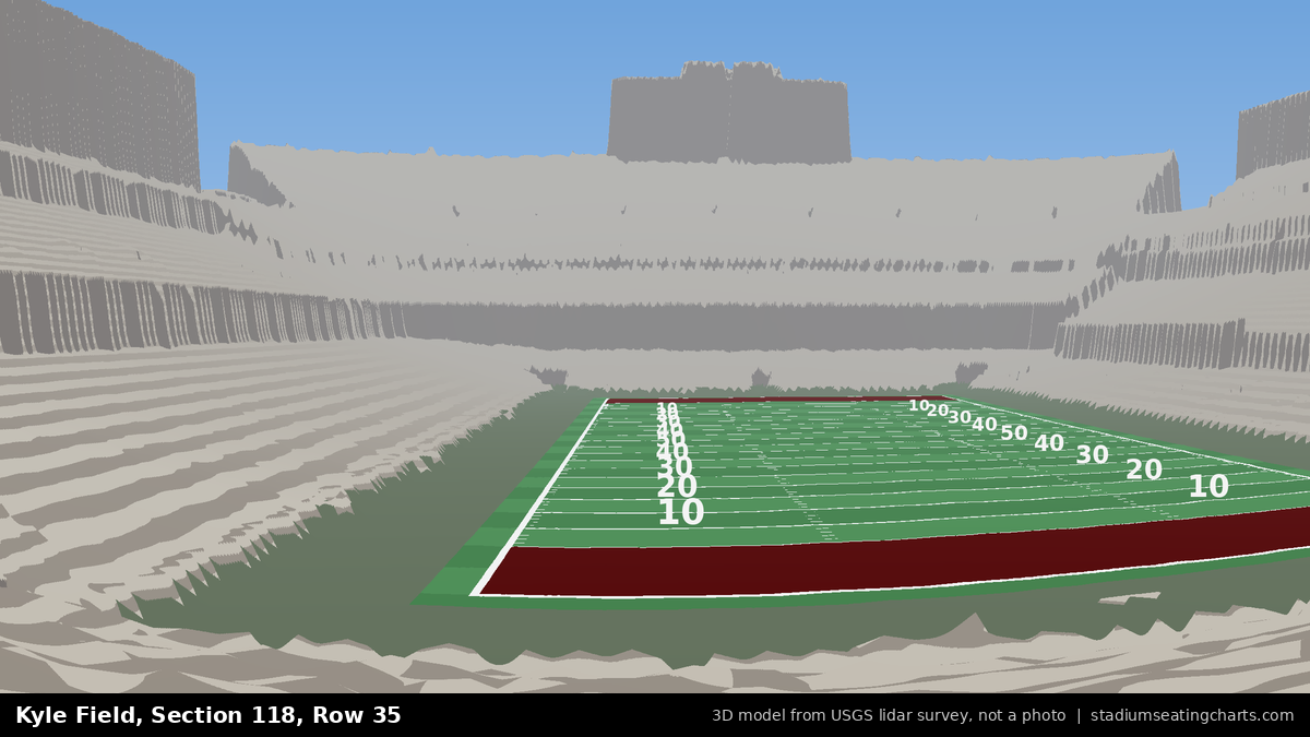 View from Kyle Field Section 118, Row 35, looking toward the field