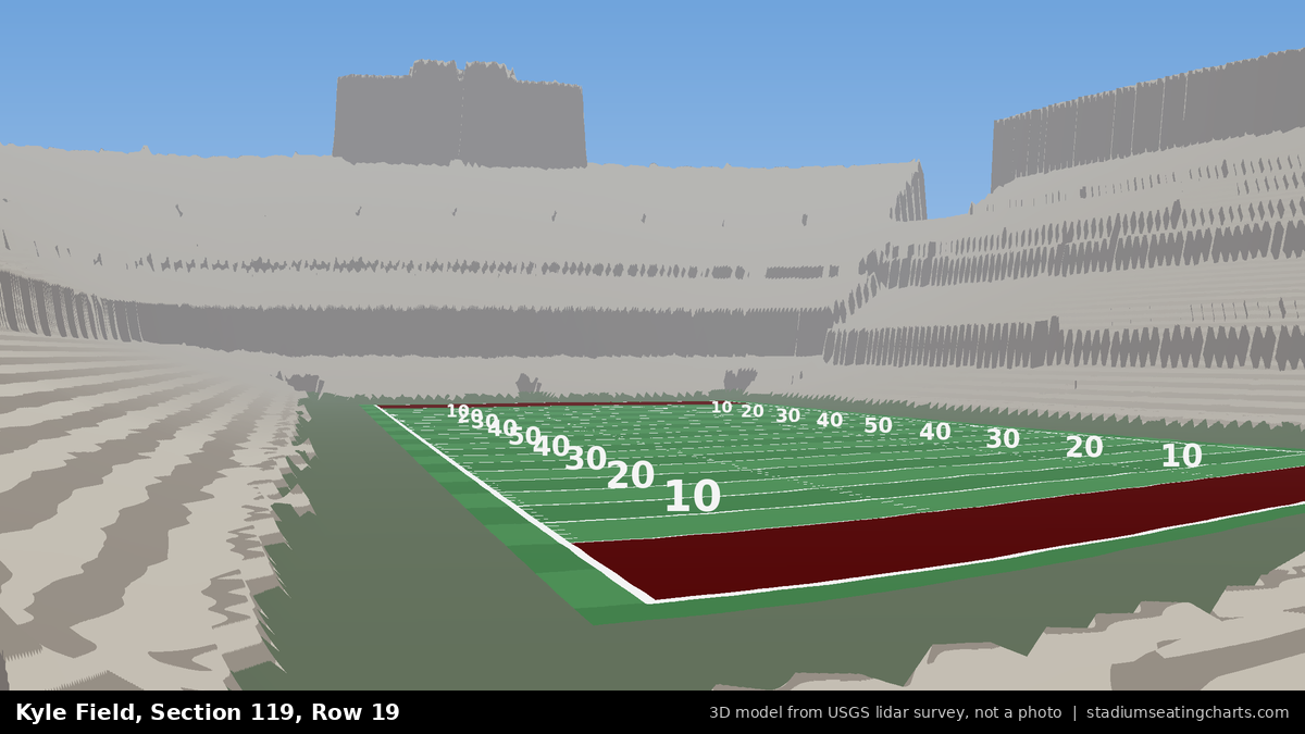 View from Kyle Field Section 119, Row 19, looking toward the field