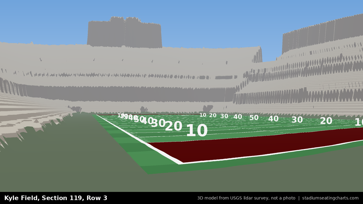View from Kyle Field Section 119, Row 3, looking toward the field