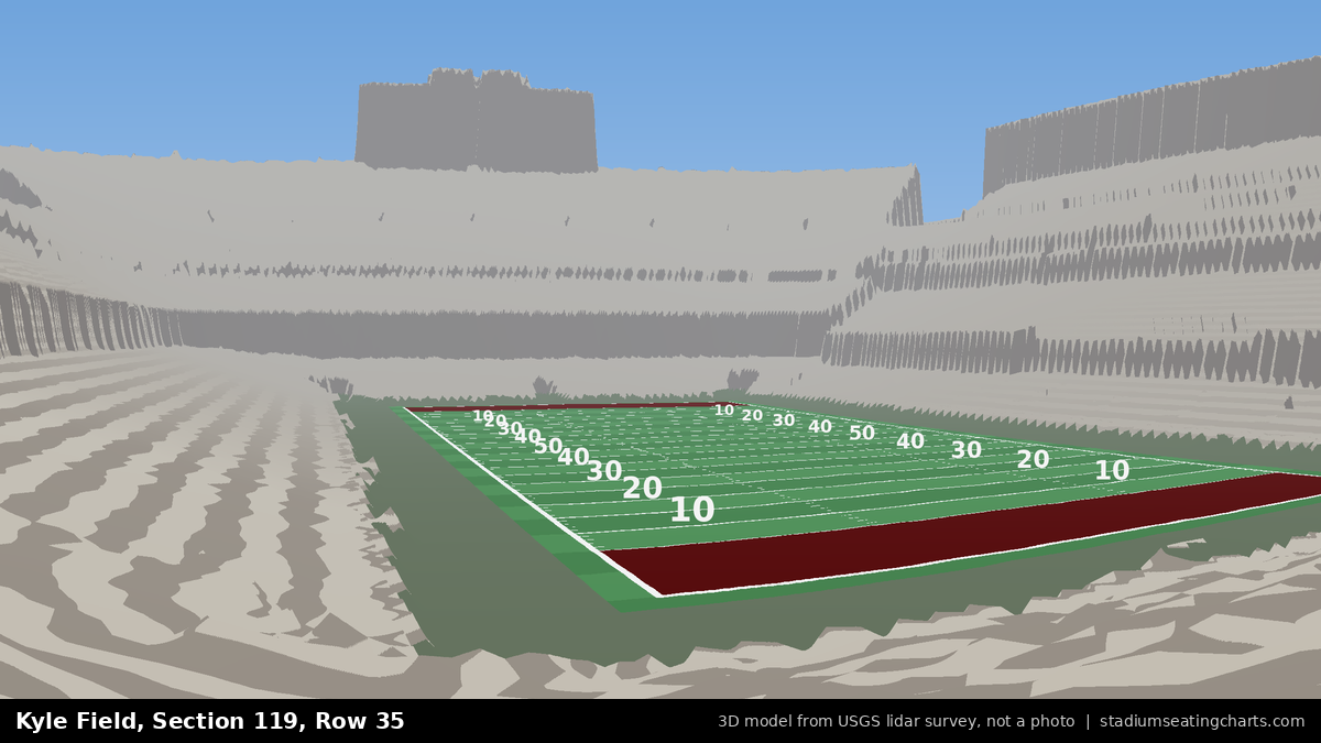 View from Kyle Field Section 119, Row 35, looking toward the field