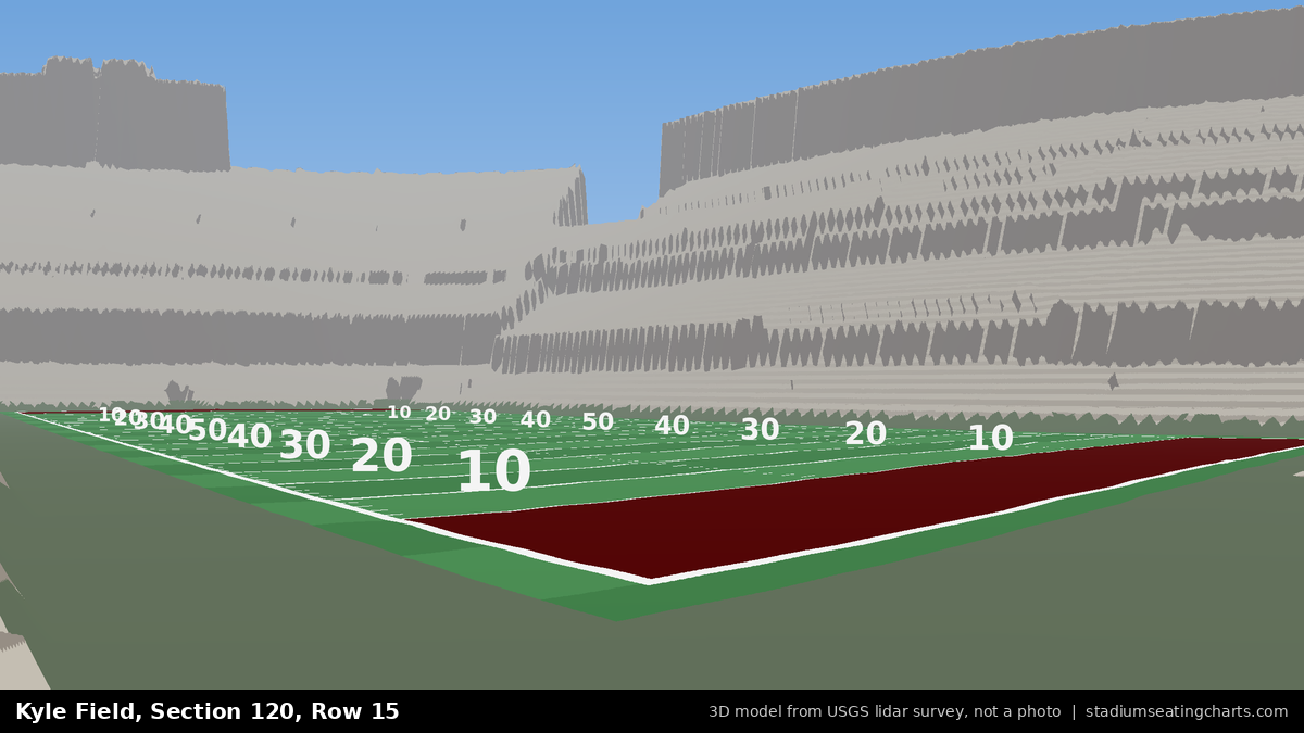 View from Kyle Field Section 120, Row 15, looking toward the field